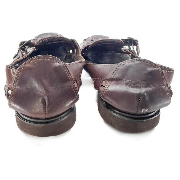 Men's Brown Leather Woven Sandals - Picture 3 of 10